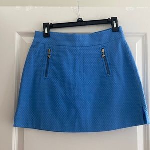 Lilly Pulitzer Blue Textured Skort w/ gold starfish zippers